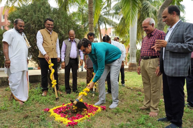 The foundation stone of ‘Boys Hostel’ and ‘Bio pesticide Production Unit’ at College of Agriculture, Bharuch.