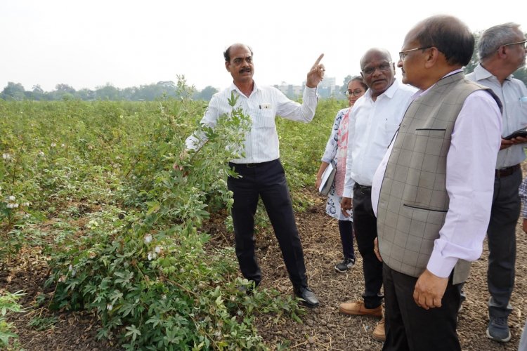 Hon'ble Vice-Chancellor Dr. Z. P. Patel visited the Regional Cotton Research Station, Bharuch on December 16, 2022