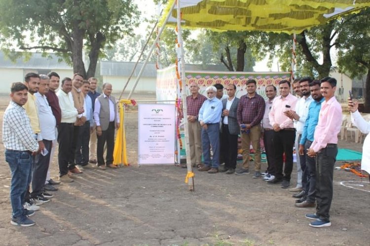 The foundation stone of ‘New office building’ at Agricultural Research Station, Tanchha on December 16, 2022.