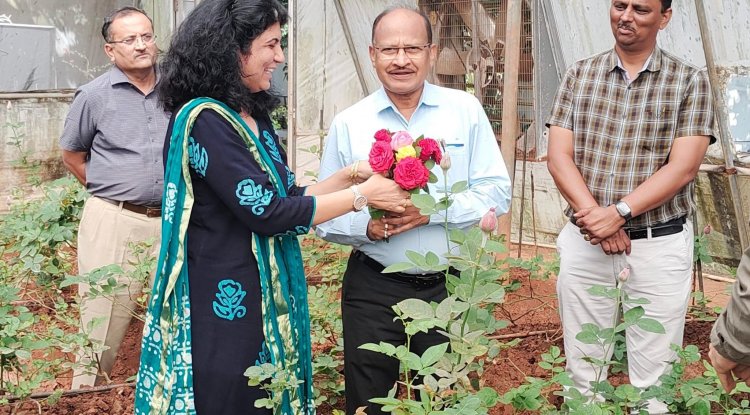 Hon'ble Vice-Chancellor Dr. Z. P. Patel visited Greenhouse Complex, ASPEE College of Horticulture on February 10, 2023.