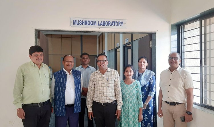 Hon’ble Vice-Chancellor Dr. Z. P. Patel visited 'Center of Excellence on Mushroom Research and Biopesticide Research & Production Unit', College of Agriculture Waghai on February 04, 2023.