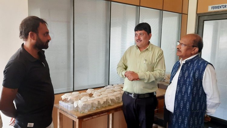 Hon’ble Vice-Chancellor Dr. Z. P. Patel visited 'Center of Excellence on Mushroom Research and Biopesticide Research & Production Unit', College of Agriculture Waghai on February 04, 2023.