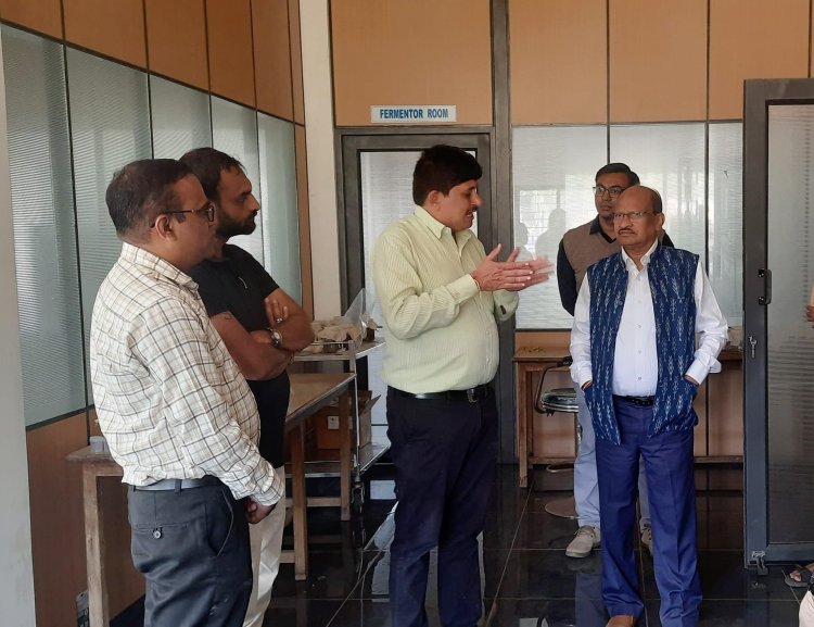 Hon’ble Vice-Chancellor Dr. Z. P. Patel visited 'Center of Excellence on Mushroom Research and Biopesticide Research & Production Unit', College of Agriculture Waghai on February 04, 2023.