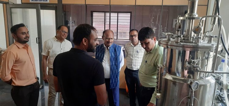 Hon’ble Vice-Chancellor Dr. Z. P. Patel visited 'Center of Excellence on Mushroom Research and Biopesticide Research & Production Unit', College of Agriculture Waghai on February 04, 2023.