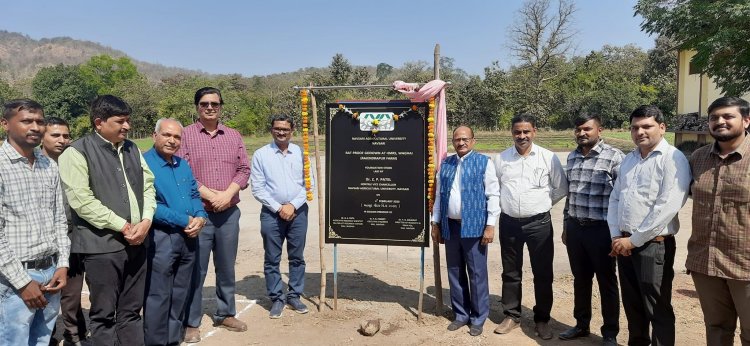 Hon'ble Vice-Chancellor Dr. Z. P. Patel laid the foundation stone of ‘Boys hostel for Polytechnic in Waghai' and 'Rat proof godown at HMRS Waghai' and inaugurated the 'NFSM- Farm produce godown at HMRS Waghai' on February 04, 2023.