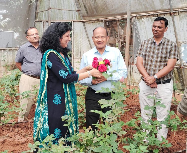 Hon'ble Vice-Chancellor Dr. Z. P. Patel visited Greenhouse Complex, ASPEE College of Horticulture on February 10, 2023.