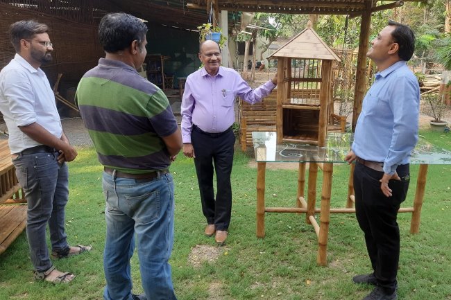 Hon’ble Vice-Chancellor Dr. Z. P. Patel made a visit to the Bamboo Resource Center, College of Forestry, and reviewed several works and projects ongoing in the BRC