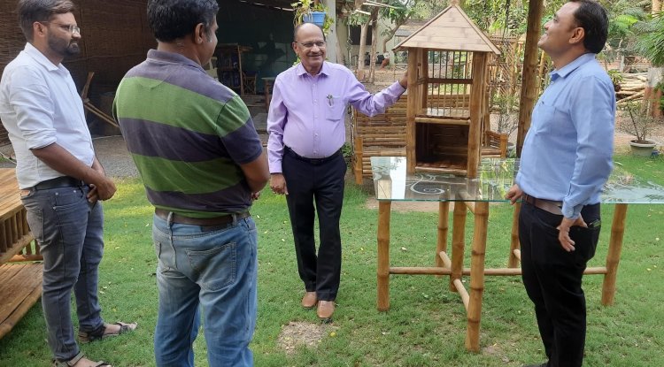 Hon’ble Vice-Chancellor Dr. Z. P. Patel made a visit to the Bamboo Resource Center, College of Forestry, and reviewed several works and projects ongoing in the BRC