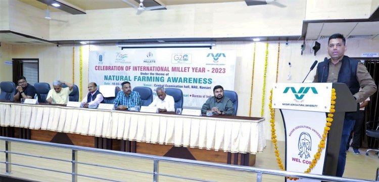 Hon’ble Vice-Chancellor Dr. Z. P. Patel inaugurated the ‘Natural Farming Awareness’ program jointly organized by KVK Navsari, KRIBHCO Surat and Bureau of Indian standards, Surat to celebrate the International Year of Millets on March 10, 2023. 