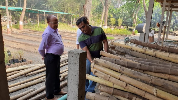 Hon’ble Vice-Chancellor Dr. Z. P. Patel made a visit to the Bamboo Resource Center, College of Forestry, and reviewed several works and projects ongoing in the BRC