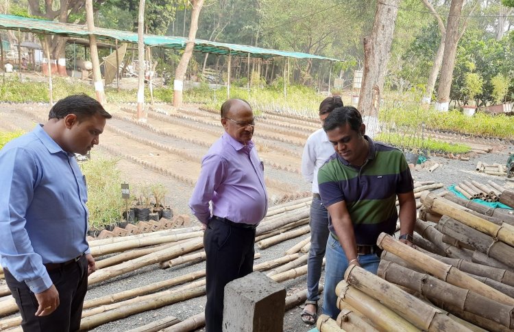 Hon’ble Vice-Chancellor Dr. Z. P. Patel made a visit to the Bamboo Resource Center, College of Forestry, and reviewed several works and projects ongoing in the BRC