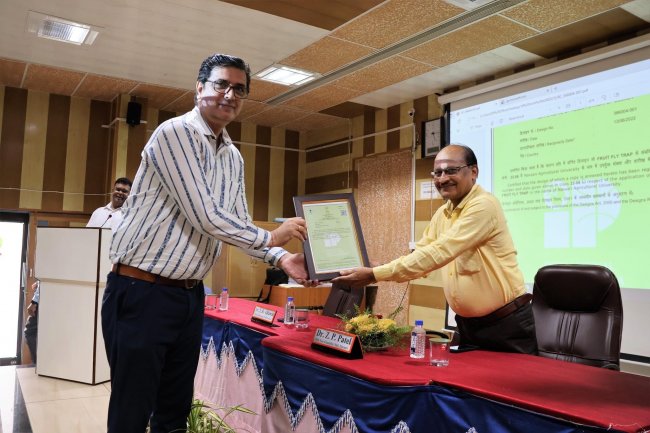 The “NAUROJI STONEHOUSE FRUIT FLY TRAP” ergonomically designed, prepared and commissioned by Dr. Z. P. Patel during his service at Fruit Research Station, Gandevi was registered by the Controller General of Patents, Designs & Trade Marks, Patent Office, Government of India in pursuance of and subject to the provisions of the Design Act, 2000 and the Designs Rules, 2001.