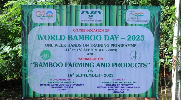 World Bamboo Day - 2023 was celebrated by Bamboo Resource Centre, Navsari in the presence of Hon’ble Vice-Chancellor Dr. Z. P. Patel as President of the function; Dr. K. Sasikumar (IFS), CCF Surat Circle as Chief Guest