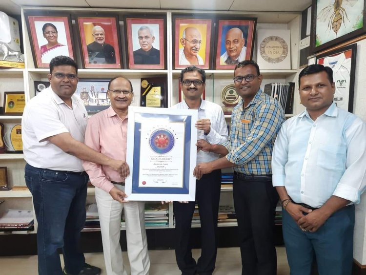 Hon'ble Vice-Chancellor Dr. Z. P. Patel extended his congratulations to Dr. H. E. Patil and his dedicated team at Hill Millet Research Station, Waghai, for their well-deserved recognition by the SKOCH India group.