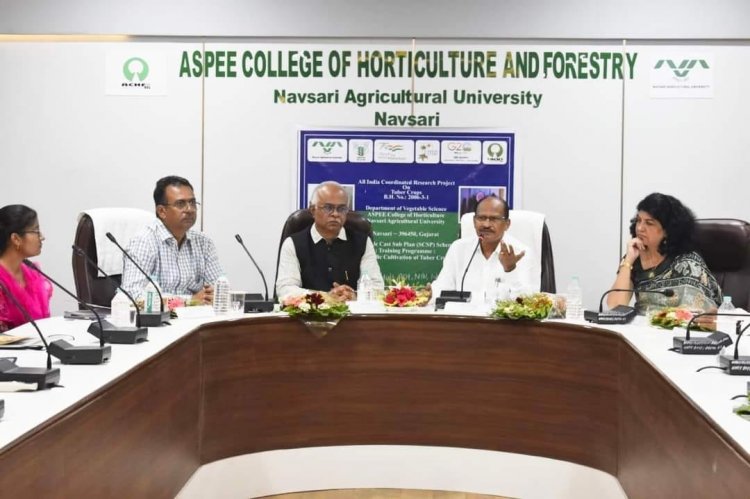 Hon’ble Vice-Chancellor Dr. Z. P. Patel inaugurated One day training programme of SC farmers on “Advance production technology of tuber crops” organized by AICRP (TC), Department of Vegetable Science, ASPEE College of Horticulture, Navsari on September 21, 2023.