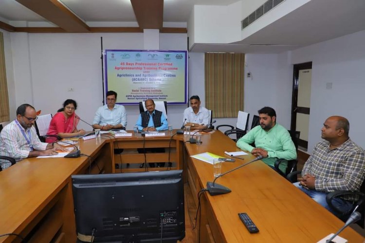 The inaugural ceremony of Second '45 Days Professional Certified Agripreneurship Training' Programme, organized by AAMMI Navsari, was held under the chairmanship of Hon’ble Vice-Chancellor Dr. Z. P. Patel on September 25, 2023.