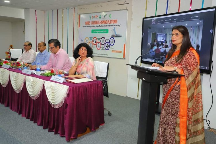 Hon'ble Vice-Chancellor Dr. Z. P. Patel presided over the inaugural function of the workshop on 'National Agricultural Research and Education System-Blended Learning Platform (NARES-BLP)' jointly organised by NAU in collaboration with ICAR-IASRI on September 22, 2023 at NAU