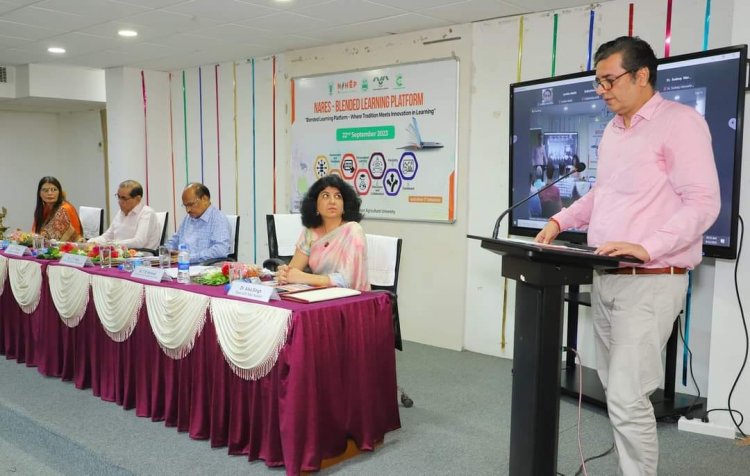 Hon'ble Vice-Chancellor Dr. Z. P. Patel presided over the inaugural function of the workshop on 'National Agricultural Research and Education System-Blended Learning Platform (NARES-BLP)' jointly organised by NAU in collaboration with ICAR-IASRI on September 22, 2023 at NAU