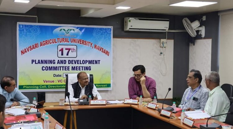 Hon’ble Vice-Chancellor Dr. Z. P. Patel chaired the 17th Planning and Development Committee Meeting organised by the Planning Cell, Directorate of Research, on October 18, 2023. 