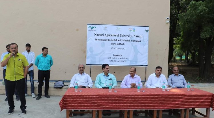 Hon'ble Vice-Chancellor Dr. Z. P. Patel inaugurated the 'Intercollegiate Basketball & Volleyball Tournament- 2023-24' of NAU Navsari on October 17, 2023. 