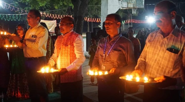 Navratri, a celebration of 'good over evil', radiates joy, cheer, and festivity among people. On this auspicious occasion, Hon'ble Vice-Chancellor, Dr. Z. P. Patel joined the divine Arti of ‘Maa Jagdamba’