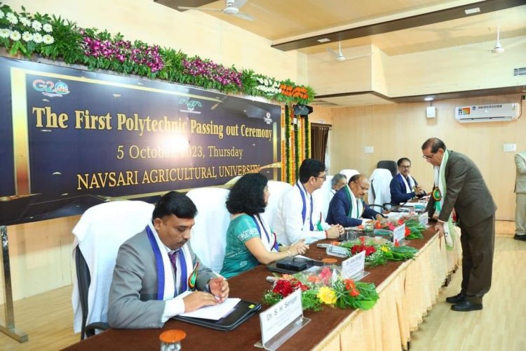 Hon'ble Vice-Chancellor Dr. Z. P. Patel presided over the “First Polytechnic Passing Out Ceremony” held on October 05, 2023, at the Central Examination Hall, Navsari.