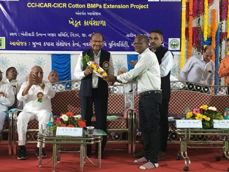 'World Cotton Day' was celebrated by Main Cotton Research Station, Surat by organizing a farmers workshop as a part of CCI-ICAR-Central Institute for Cotton Research (CICR) BMPs Extension Project at APMC, Nizar Dist. Tapi on October 07, 2023.