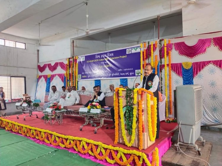 'World Cotton Day' was celebrated by Main Cotton Research Station, Surat by organizing a farmers workshop as a part of CCI-ICAR-Central Institute for Cotton Research (CICR) BMPs Extension Project at APMC, Nizar Dist. Tapi on October 07, 2023.