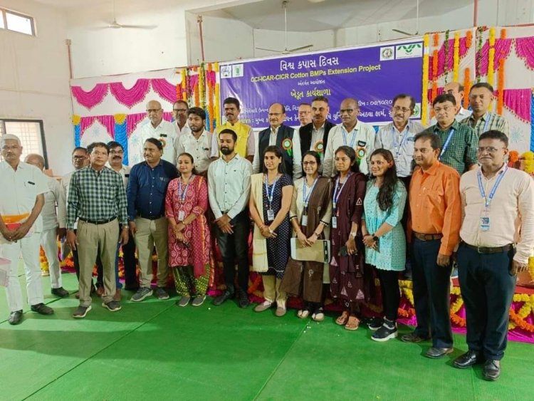 'World Cotton Day' was celebrated by Main Cotton Research Station, Surat by organizing a farmers workshop as a part of CCI-ICAR-Central Institute for Cotton Research (CICR) BMPs Extension Project at APMC, Nizar Dist. Tapi on October 07, 2023.