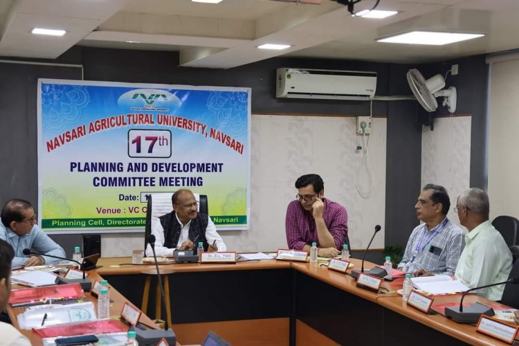 Hon’ble Vice-Chancellor Dr. Z. P. Patel chaired the 17th Planning and Development Committee Meeting organised by the Planning Cell, Directorate of Research, on October 18, 2023. 