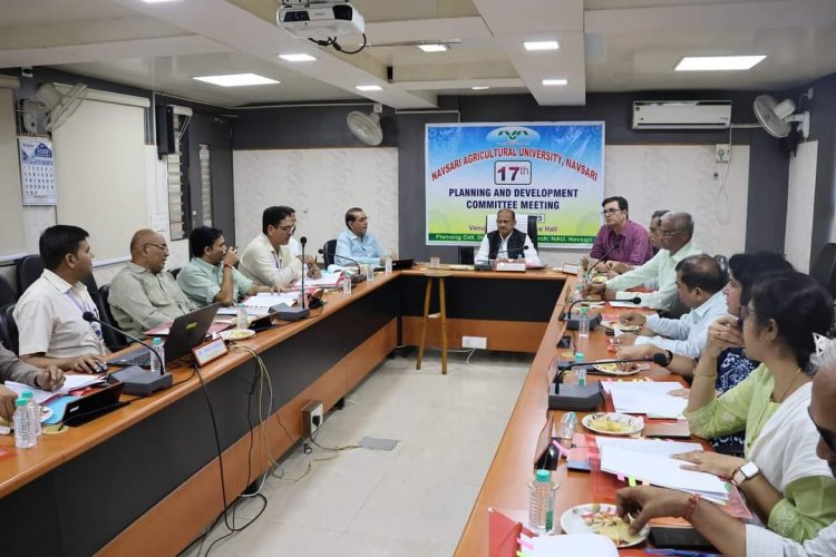 Hon’ble Vice-Chancellor Dr. Z. P. Patel chaired the 17th Planning and Development Committee Meeting organised by the Planning Cell, Directorate of Research, on October 18, 2023. 