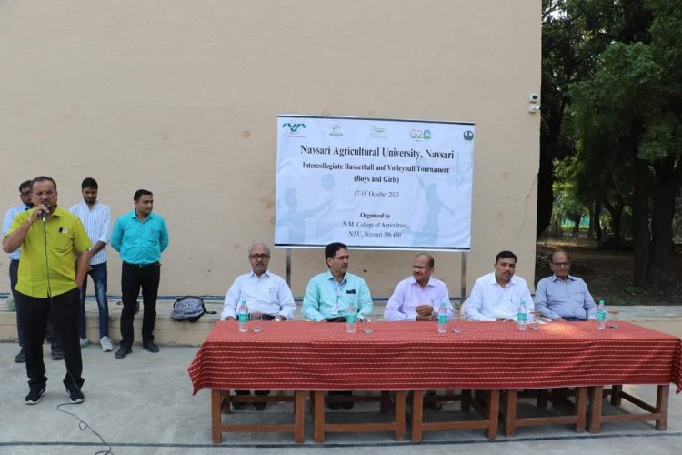 Hon'ble Vice-Chancellor Dr. Z. P. Patel inaugurated the 'Intercollegiate Basketball & Volleyball Tournament- 2023-24' of NAU Navsari on October 17, 2023. 