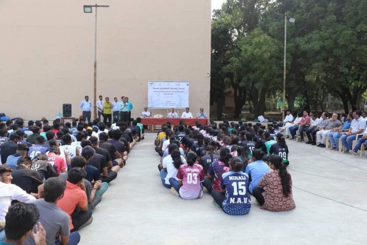 Hon'ble Vice-Chancellor Dr. Z. P. Patel inaugurated the 'Intercollegiate Basketball & Volleyball Tournament- 2023-24' of NAU Navsari on October 17, 2023. 