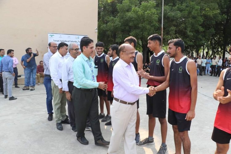 Hon'ble Vice-Chancellor Dr. Z. P. Patel inaugurated the 'Intercollegiate Basketball & Volleyball Tournament- 2023-24' of NAU Navsari on October 17, 2023. 