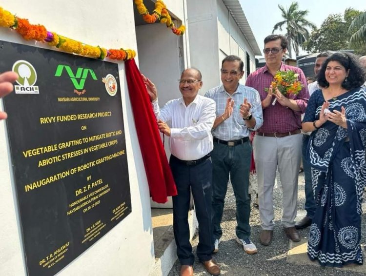 Hon’ble Vice Chancellor Dr. Z. P. Patel inaugurated the “Robotic Grafting Machine” for vegetable crops under RKVY project at Vegetable Research Farm, ASPEE College of Horticulture, Navsari 