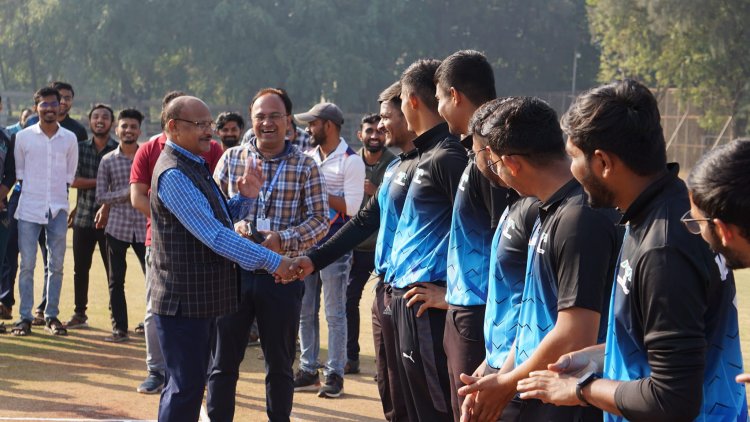 Hon’ble Vice Chancellor Dr. Z. P. Patel visited the playground of NAU for inspiring the players of NMCA and AABMI Cricket Teams just before the Final Match of the Inter Collegiate Cricket Tournament (2023-24) of NAU, Navsari on December 10, 2023.