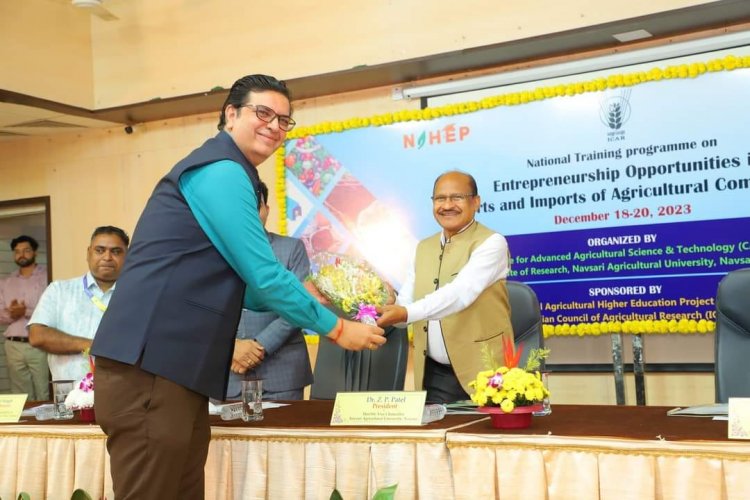 NAU Navsari, is hosting a transformative National Level Training Program on "Entrepreneurship Opportunities in Exports and Imports of Agricultural Commodities" from December 18 to 20, 2023, under the dynamic leadership of Hon’ble Vice-Chancellor, Dr. Z. P. Patel.