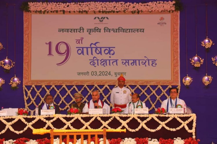 The 19th Annual Convocation of Navsari Agricultural University was held today (January 3, 2024), in the esteemed presence of the Hon’ble Governor of Gujarat and Chancellor of the University, Shri Acharya Devvrat ji, who presided over the function as President. 