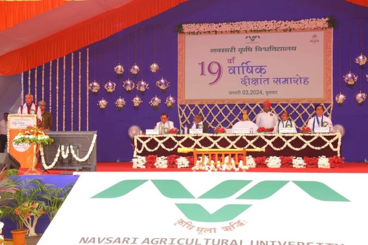 The 19th Annual Convocation of Navsari Agricultural University was held today (January 3, 2024), in the esteemed presence of the Hon’ble Governor of Gujarat and Chancellor of the University, Shri Acharya Devvrat ji, who presided over the function as President. 