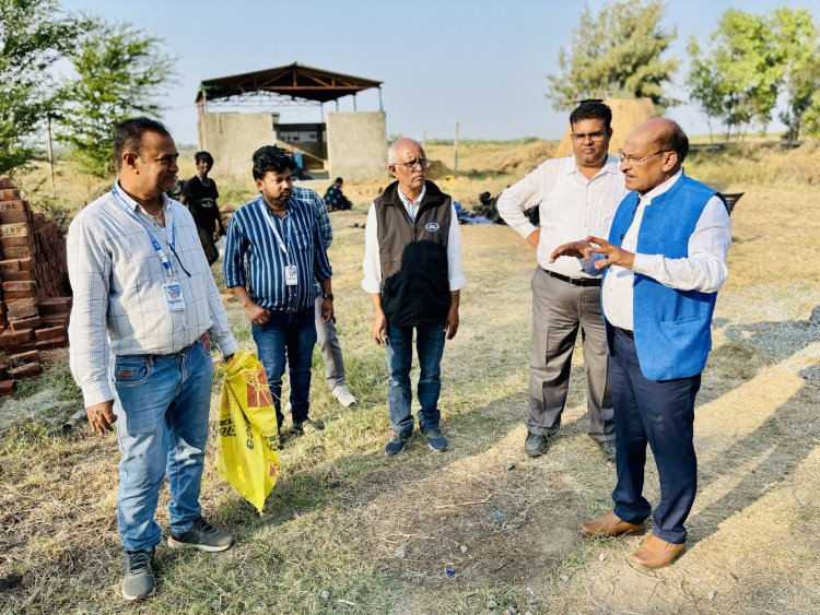 First lot of stable and carbon rich Biochar prepared in indigenous low cost, high efficient wood and organic matter pyrolysis Kiln set on fire on January 17, was opened and harvested by Hon'ble Vice-Chancellor Dr. Z. P. Patel on January 20, 2024 at Coastal Soil Salinity Research Station, NAU, Danti.