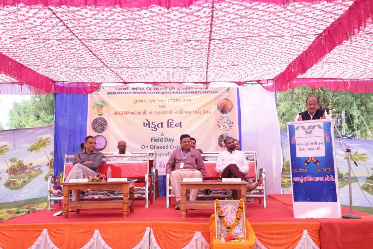  A ‘Khedut Din' was organized by Niger Research Station, Vanarasi on under the AICRP-Tribal Sub Plan (TSP) on February 05, 2024 in the esteemed presence of Hon'ble Vice-Chancellor Dr. Z. P. Patel along with Dr. V. R. Naik, ADR and the scientists of the centre.