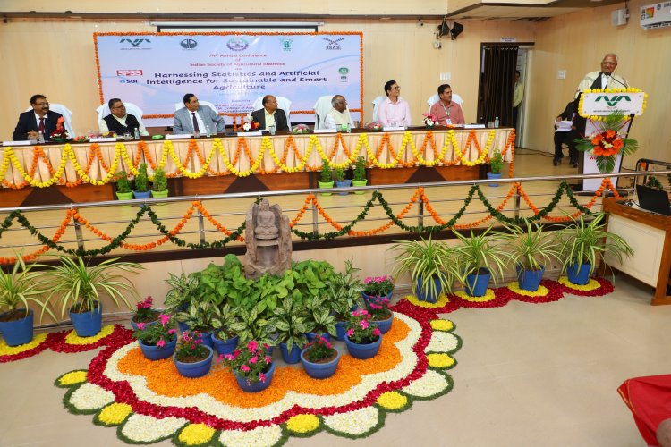 During the inaugural function of the 74th ISAS (Indian Society of Agricultural Statistics) conference held at NAU Navsari from February 02-04, 2024, Hon’ble Vice-Chancellor Dr. Z. P. Patel extended heartfelt felicitations to Dr. N. M. Patel, former principal of B. A. College of Agriculture, AAU, Anand, Gujarat.