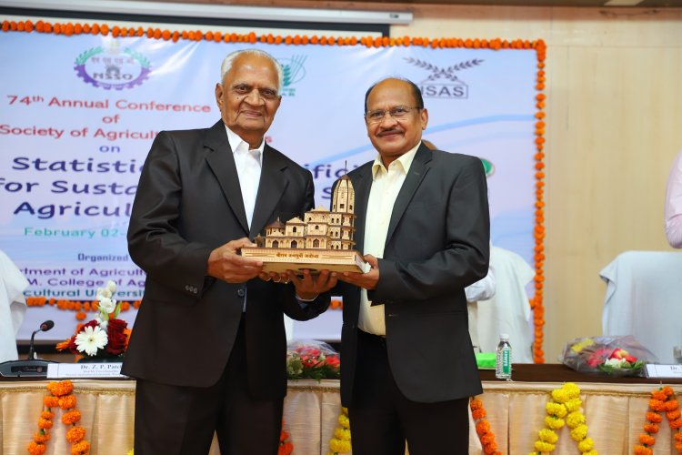 During the inaugural function of the 74th ISAS (Indian Society of Agricultural Statistics) conference held at NAU Navsari from February 02-04, 2024, Hon’ble Vice-Chancellor Dr. Z. P. Patel extended heartfelt felicitations to Dr. N. M. Patel, former principal of B. A. College of Agriculture, AAU, Anand, Gujarat.