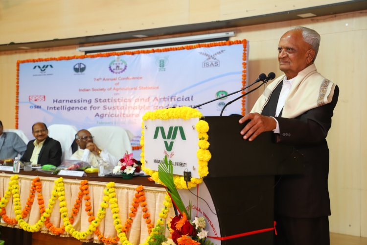 During the inaugural function of the 74th ISAS (Indian Society of Agricultural Statistics) conference held at NAU Navsari from February 02-04, 2024, Hon’ble Vice-Chancellor Dr. Z. P. Patel extended heartfelt felicitations to Dr. N. M. Patel, former principal of B. A. College of Agriculture, AAU, Anand, Gujarat.