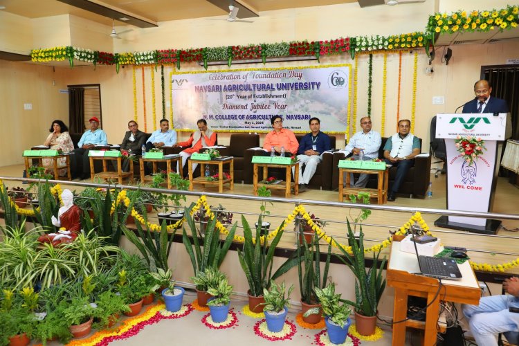 Navsari Agricultural University celebrated its Foundation Day (20th year of Establishment) along with the 60th Diamond Jubilee Year of N. M. College of Agriculture, Navsari on May 01, 2024