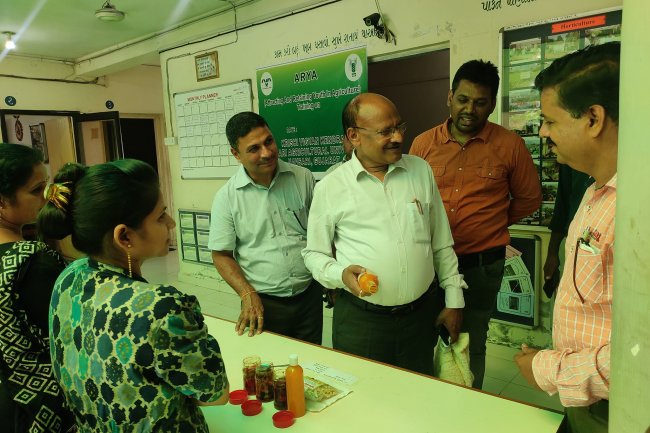On June 26, 2024, an exhibition and training program on “Aam Papad and Mango Seed Kernel Mouth Freshner”, showcasing value-added mango products was held at KVK, Navsari under the ARYA Project.