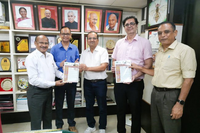 Hon’ble Vice-Chancellor Dr. Z. P. Patel received 1st copy of spectrum (Quarterly News Bulletin of NAU) Vol. 18 Issue 4 Bulletin No. 41 from Dr. O. P. Sharma, Nodal Officer, Publication Cell & Dean, AABMI