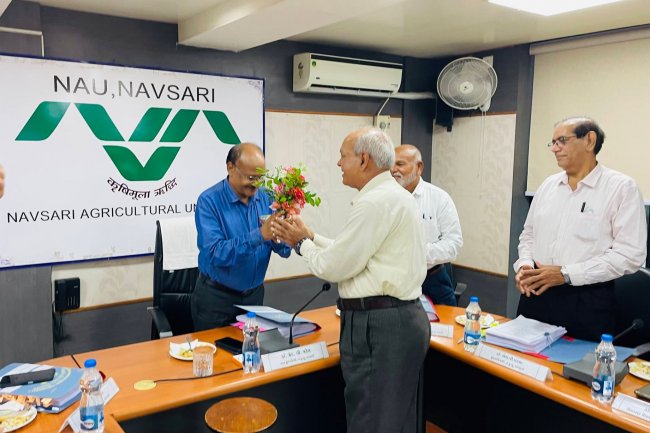Hon’ble Vice-Chancellor Dr. Z. P. Patel chaired the 59th Construction Committee meeting organized by the Office of the Executive Engineer, NAU on June 28, 2024.