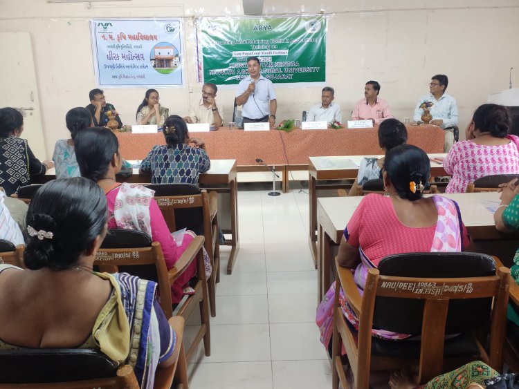 On June 26, 2024, an exhibition and training program on “Aam Papad and Mango Seed Kernel Mouth Freshner”, showcasing value-added mango products was held at KVK, Navsari under the ARYA Project.