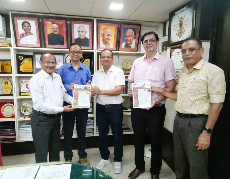 Hon’ble Vice-Chancellor Dr. Z. P. Patel received 1st copy of spectrum (Quarterly News Bulletin of NAU) Vol. 18 Issue 4 Bulletin No. 41 from Dr. O. P. Sharma, Nodal Officer, Publication Cell & Dean, AABMI 